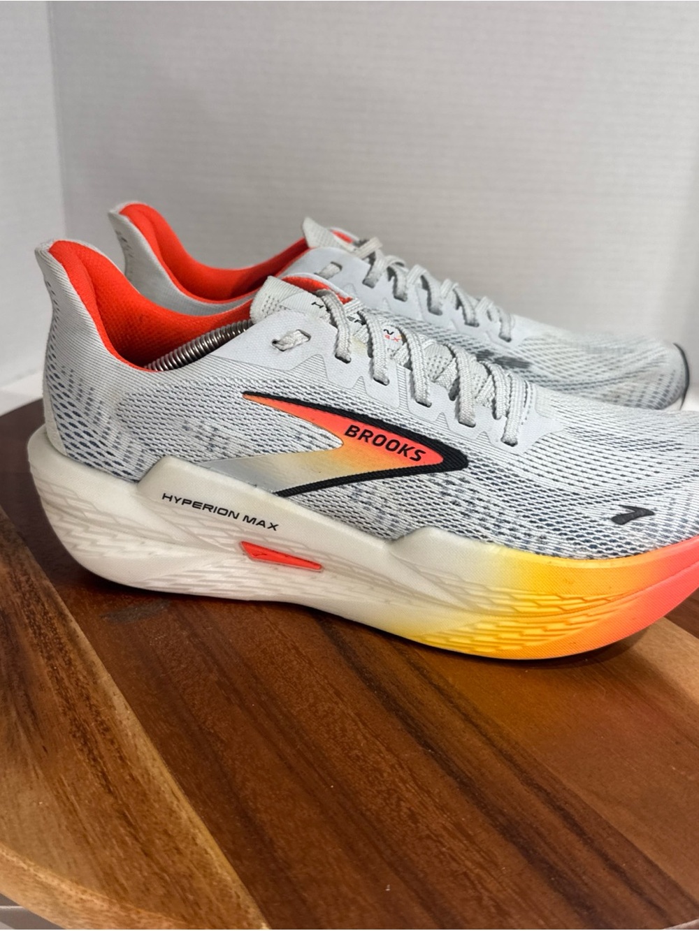 Brooks Hyperion Max Women's Running Shoes - White with Orange and Yellow Accent - Picture 12 of 16